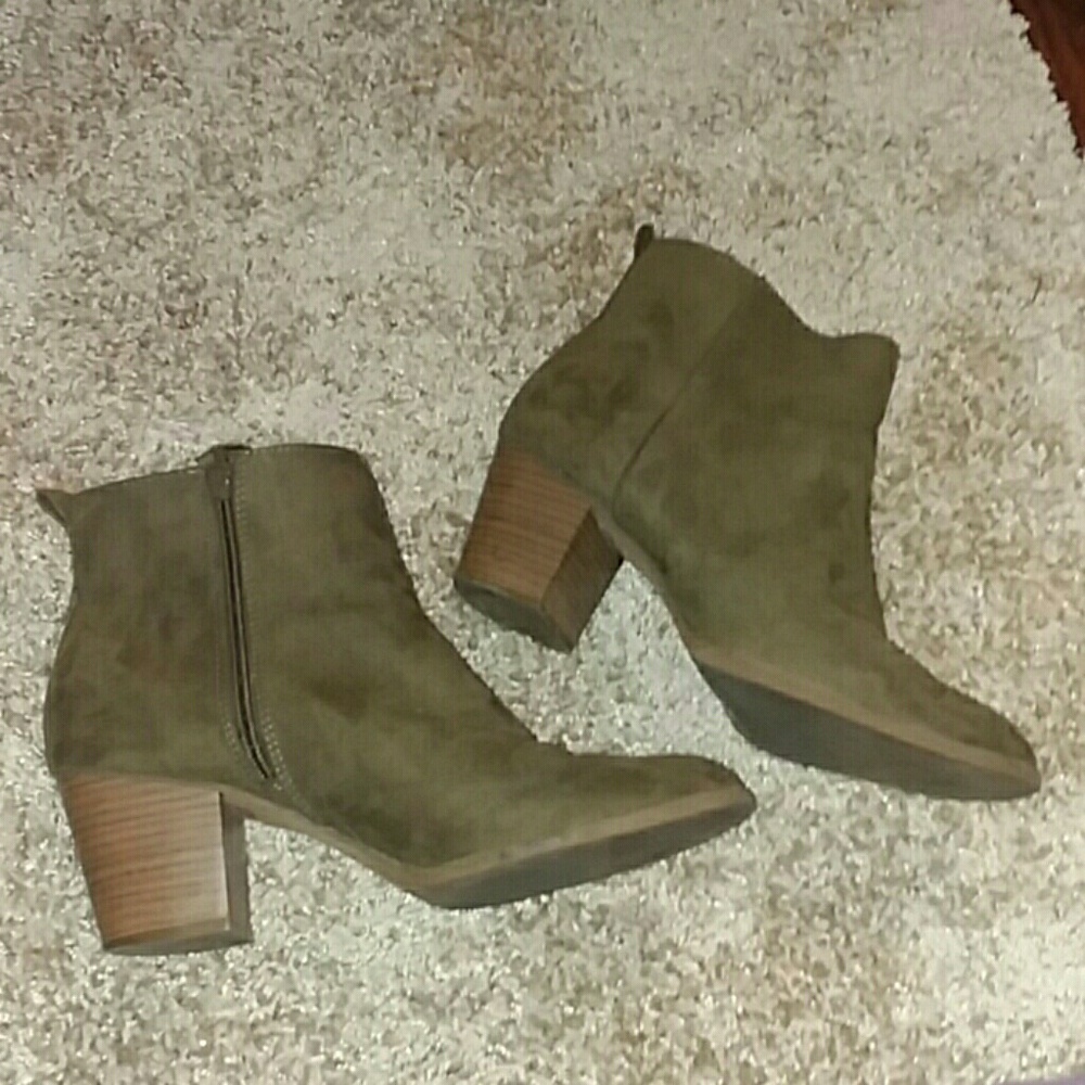 Faux-Suede Block-Heel Booties
